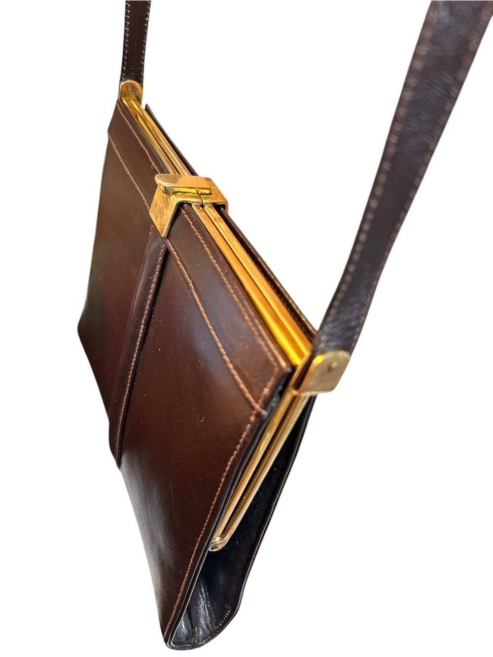 Vintage Browns Genuine Leather Shoulder Bag Made in Belgium Minimalist Slim Chic - Picture 11 of 12